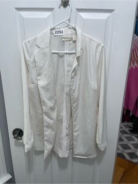 Chico's Ivory Open-Front Lightweight Shirt Jacket